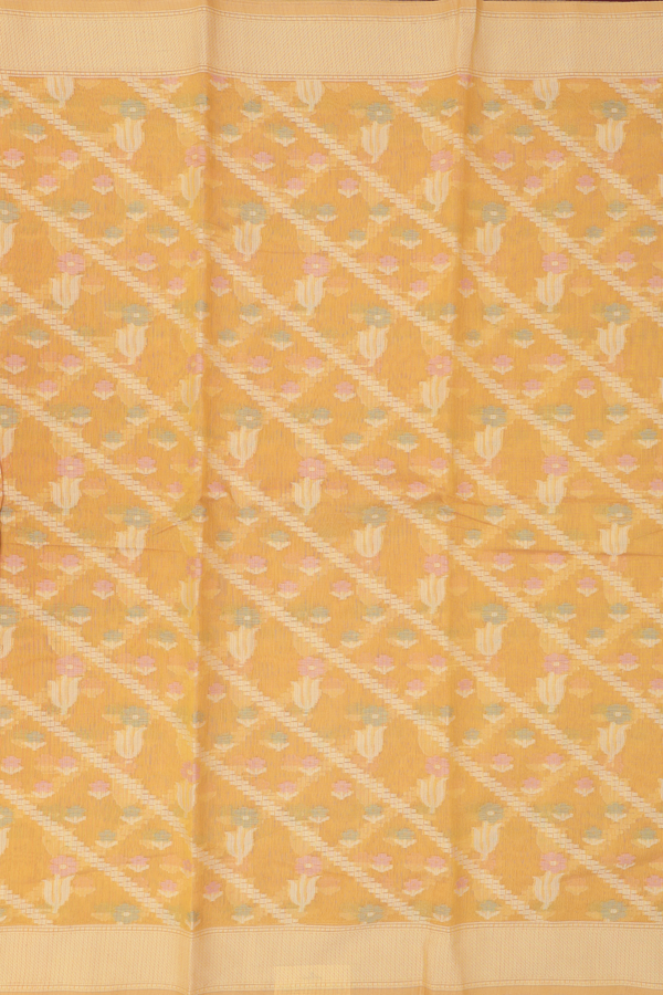 Kota Cotton Saree In Yellow With Allover Design