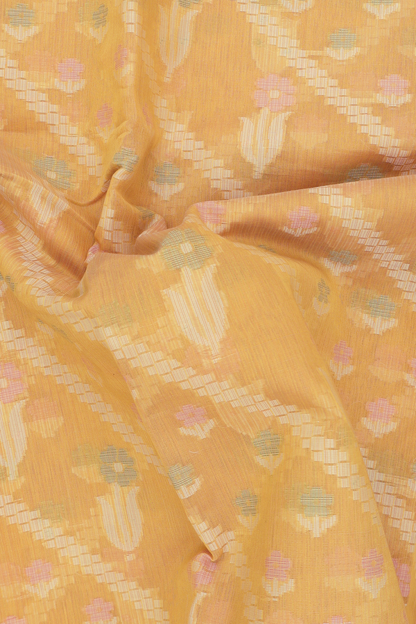 Kota Cotton Saree In Yellow With Allover Design