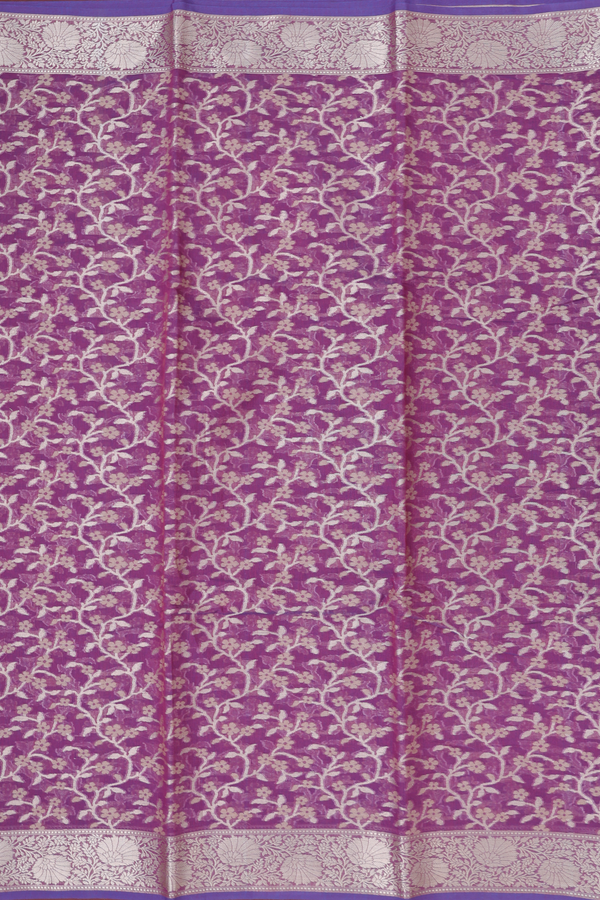 Kota Cotton Saree In Purple With Floral Design