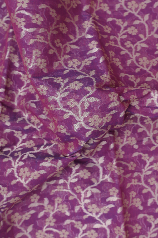 Kota Cotton Saree In Purple With Floral Design