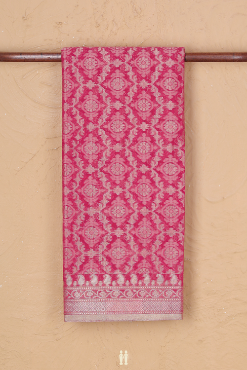 Kota Cotton Saree In Rani Pink With Allover Design