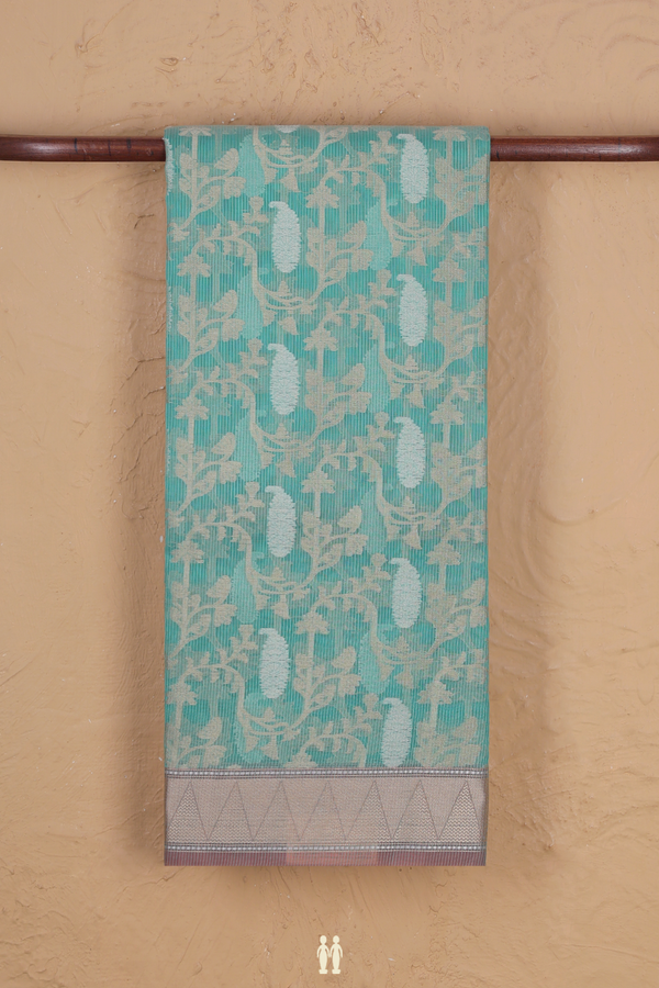 Kota Cotton Saree In Bluish Green With Allover Design