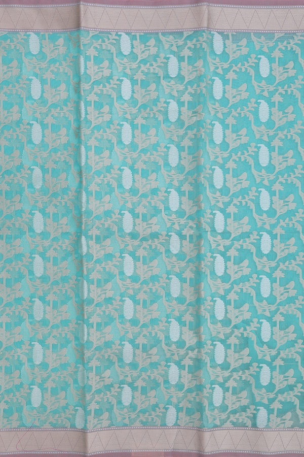 Kota Cotton Saree In Bluish Green With Allover Design