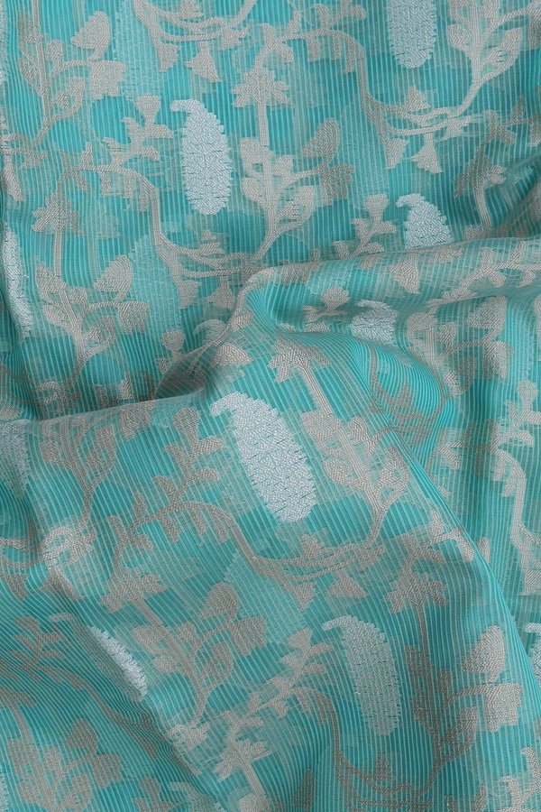 Kota Cotton Saree In Bluish Green With Allover Design
