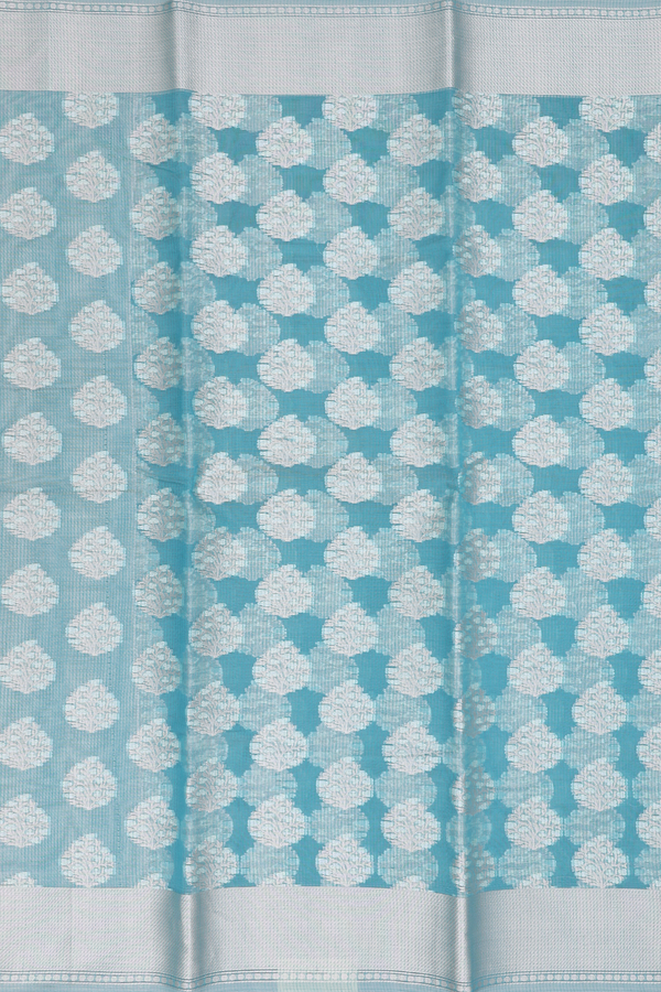 Kota Cotton Saree In Turkish Blue With Zari Motifs