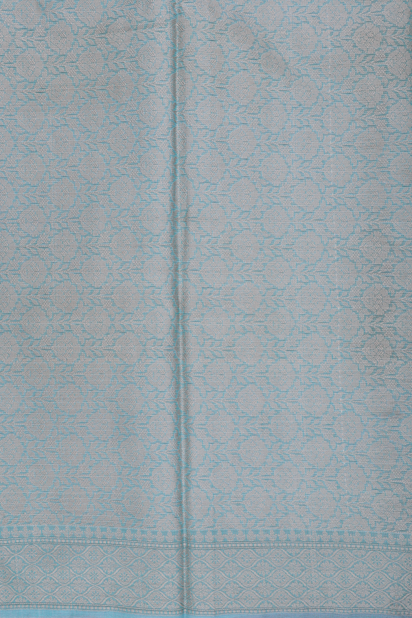 Kota Cotton Saree In Turkish Blue With Floral Design