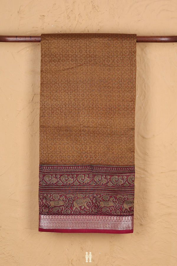 Chanderi Cotton Saree In Golden Yellow With Allover Design