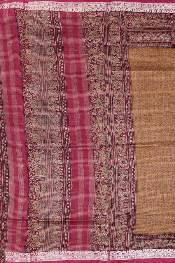 Chanderi Cotton Saree In Golden Yellow With Allover Design