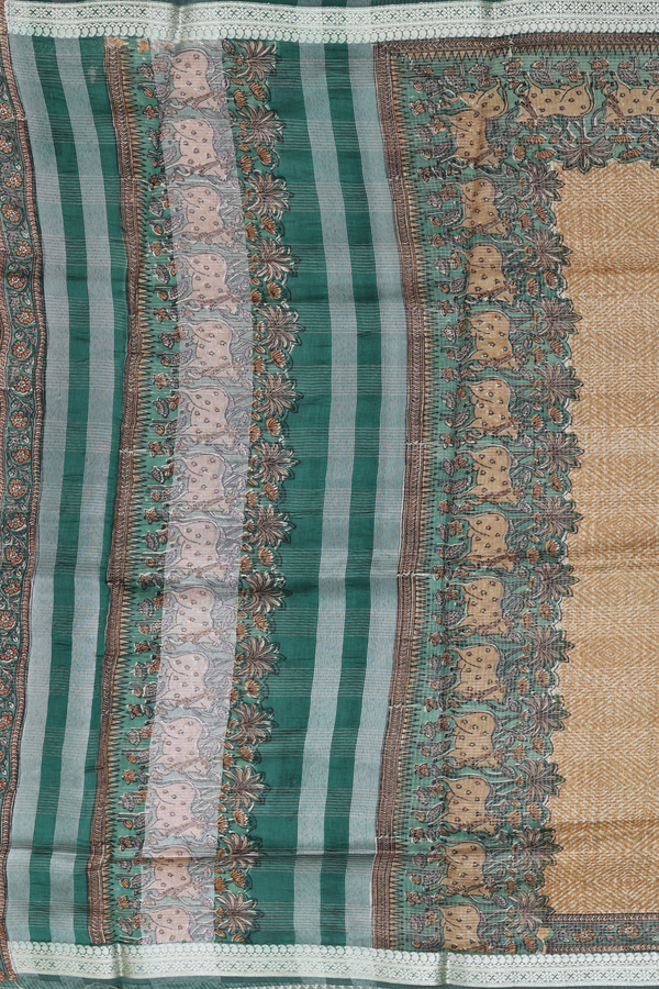 Chanderi Cotton Saree In Brown And Cream With Diamond Design