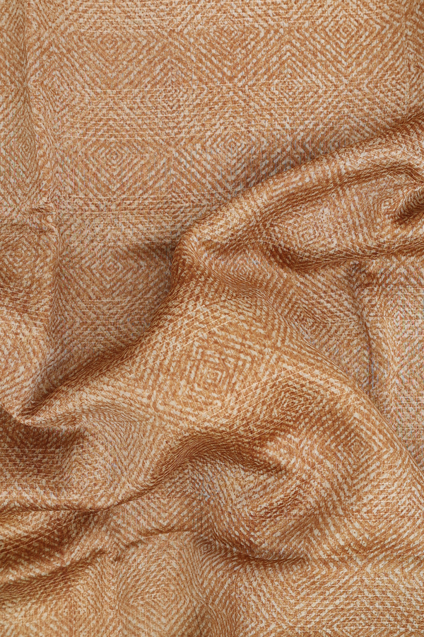 Chanderi Cotton Saree In Brown And Cream With Diamond Design