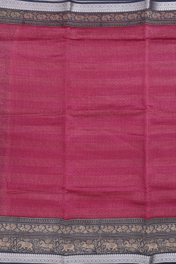 Chanderi Cotton Saree In Mulberry With Stripes Design