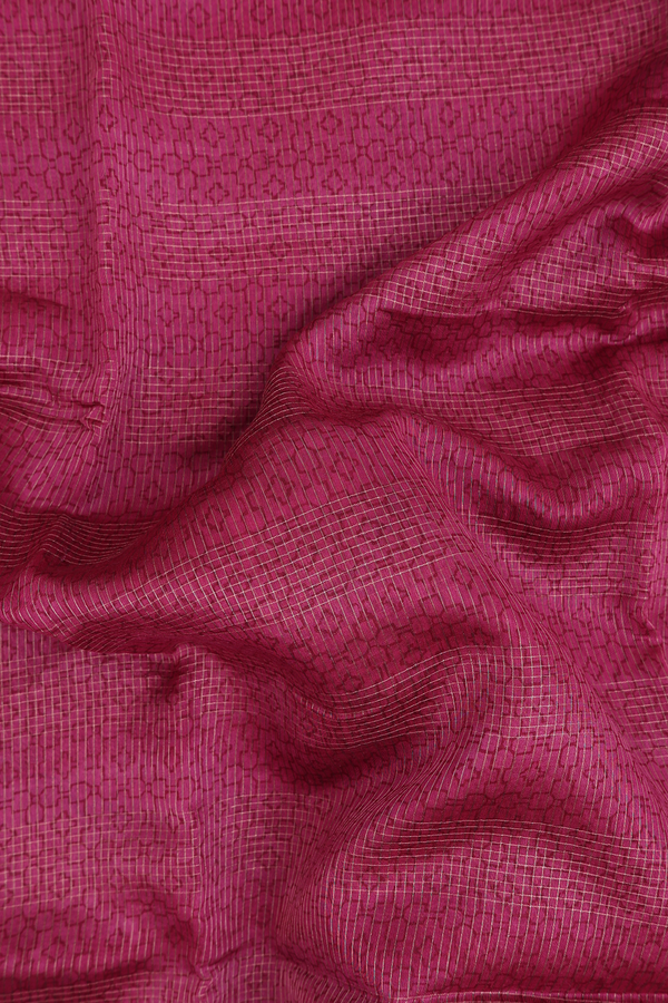 Chanderi Cotton Saree In Mulberry With Stripes Design