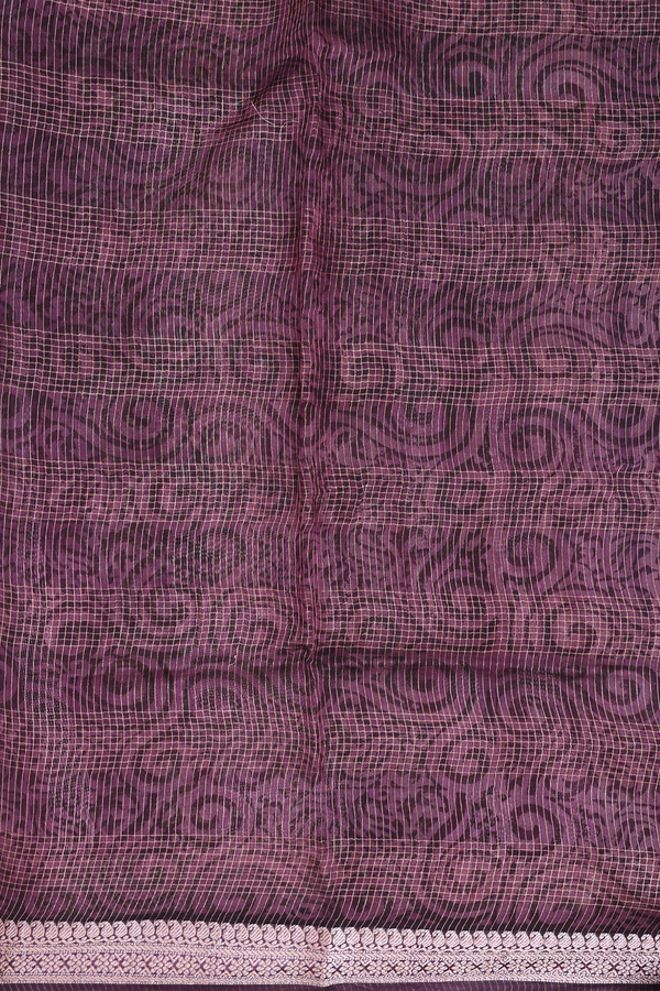 Chanderi Cotton Saree In Blue And Cream With Diamond Design