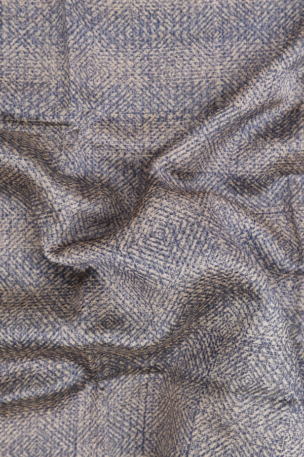 Chanderi Cotton Saree In Blue And Cream With Diamond Design