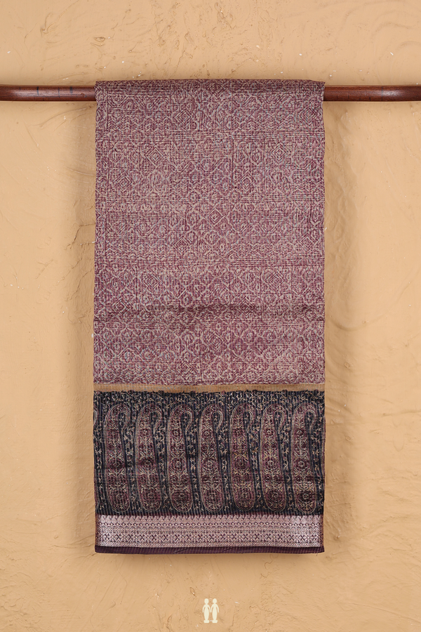 Chanderi Cotton Saree In Purple And Cream With Allover Design