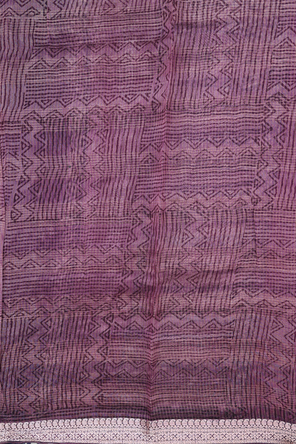 Chanderi Cotton Saree In Purple And Cream With Allover Design