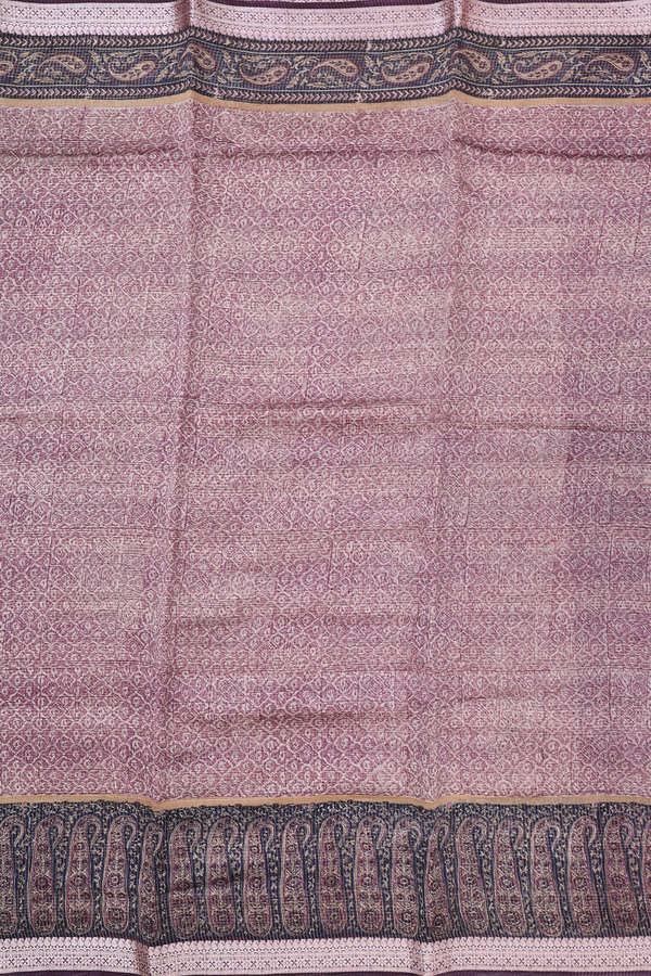 Chanderi Cotton Saree In Purple And Cream With Allover Design