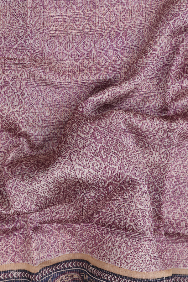 Chanderi Cotton Saree In Purple And Cream With Allover Design