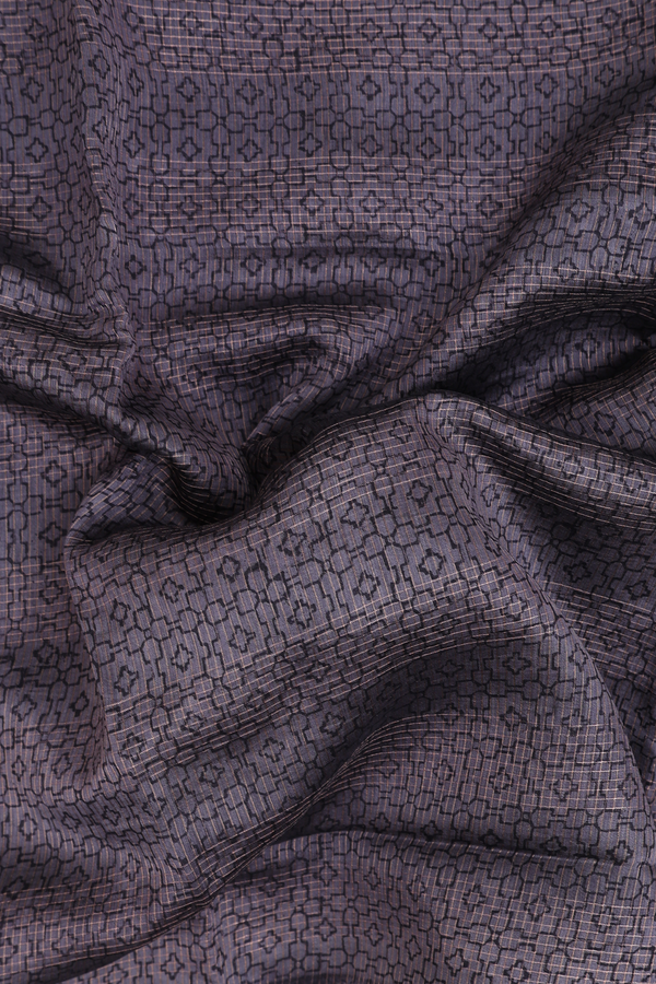 Chanderi Cotton Saree In Charcoal Grey With Allover Design