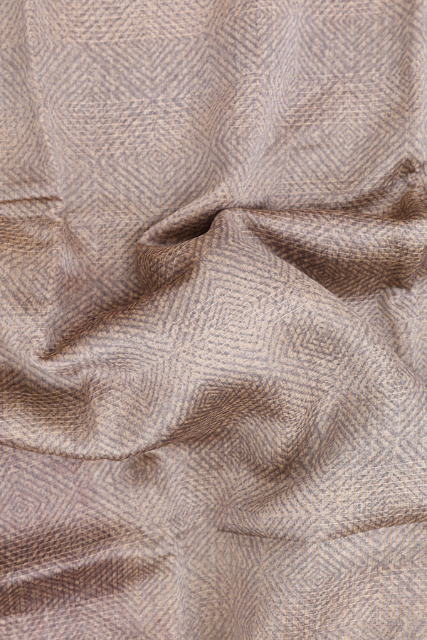 Chanderi Cotton Saree In Grey And Cream With Diamond Design