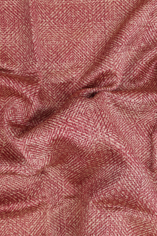 Chanderi Cotton Saree In Red And Cream With Diamond Design