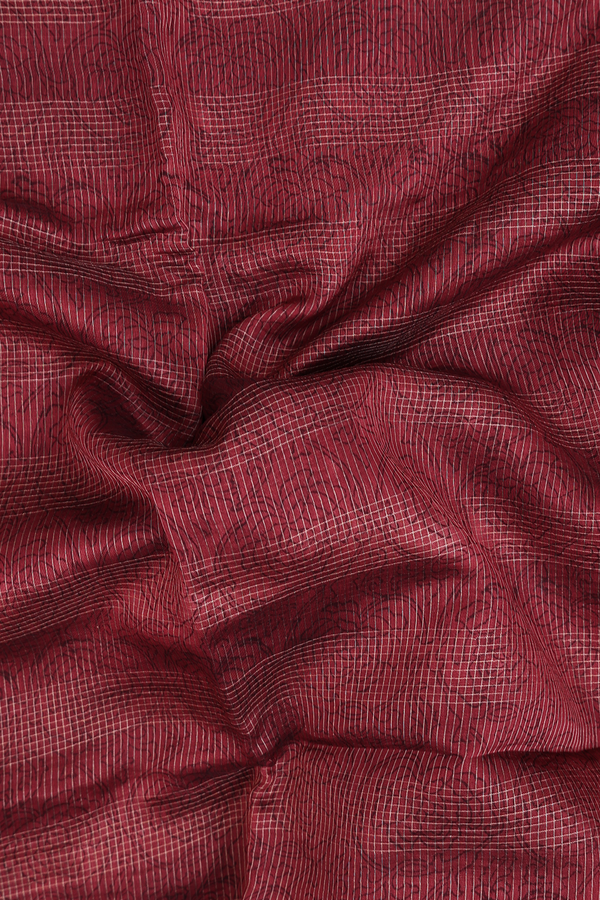 Chanderi Cotton Saree In Maroon With Stripes Design