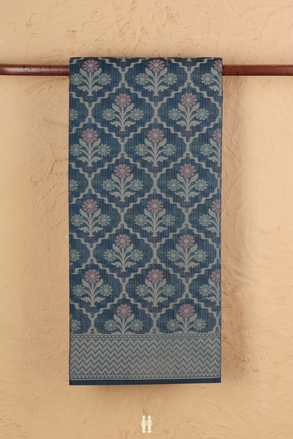 Kota Cotton Saree In Midnight Green With Ogee Design