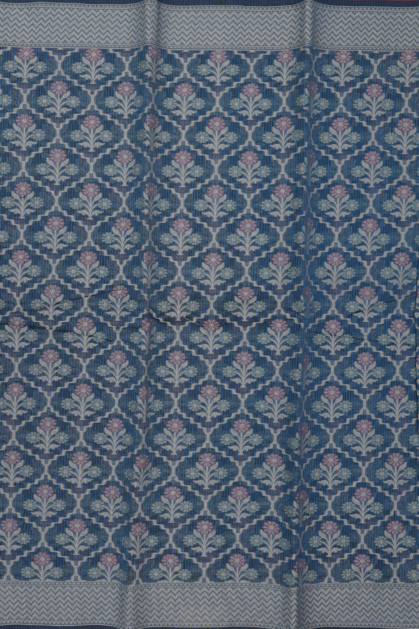Kota Cotton Saree In Midnight Green With Ogee Design