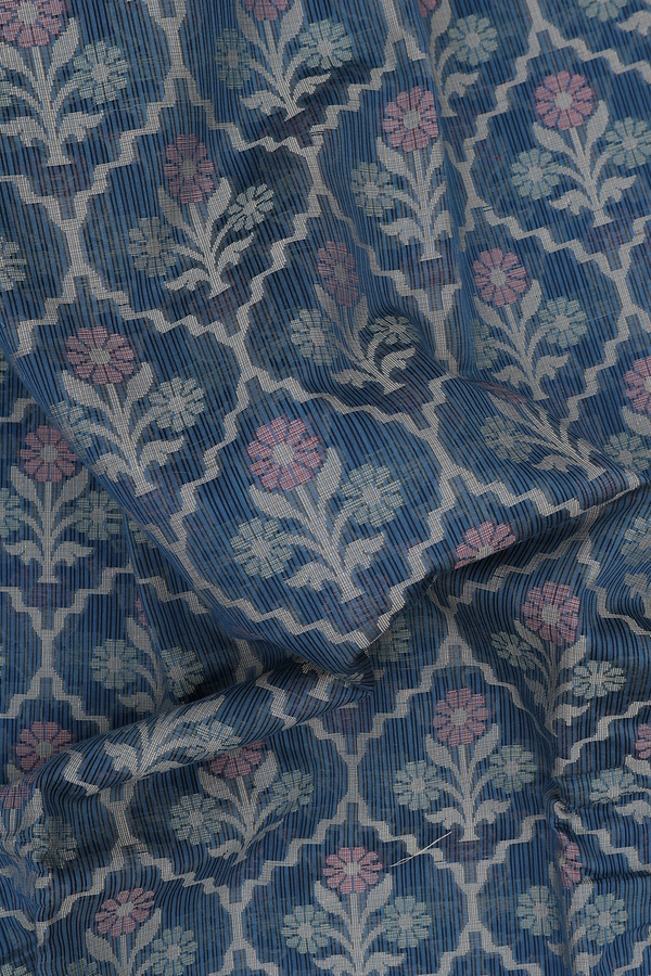 Kota Cotton Saree In Midnight Green With Ogee Design