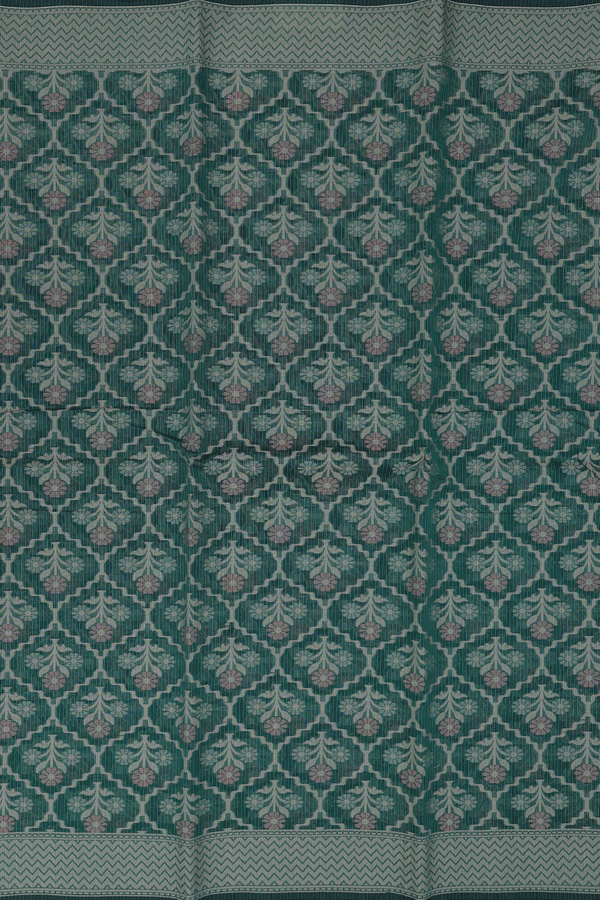 Kota Cotton Saree In Forest Green With Ogee Design