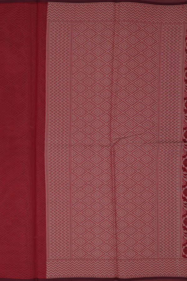 Kota Cotton Saree In Crimson Red With Ogee Design
