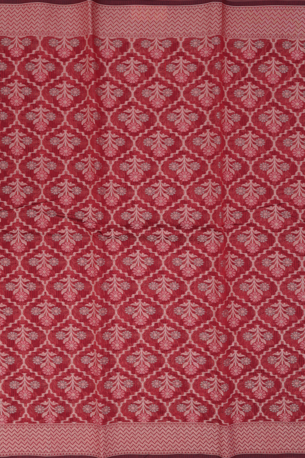 Kota Cotton Saree In Crimson Red With Ogee Design