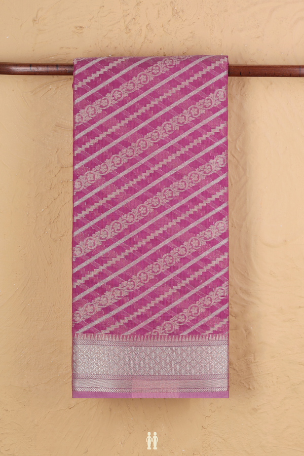 Kota Cotton Saree In Orchid Purple With Diagonal Design
