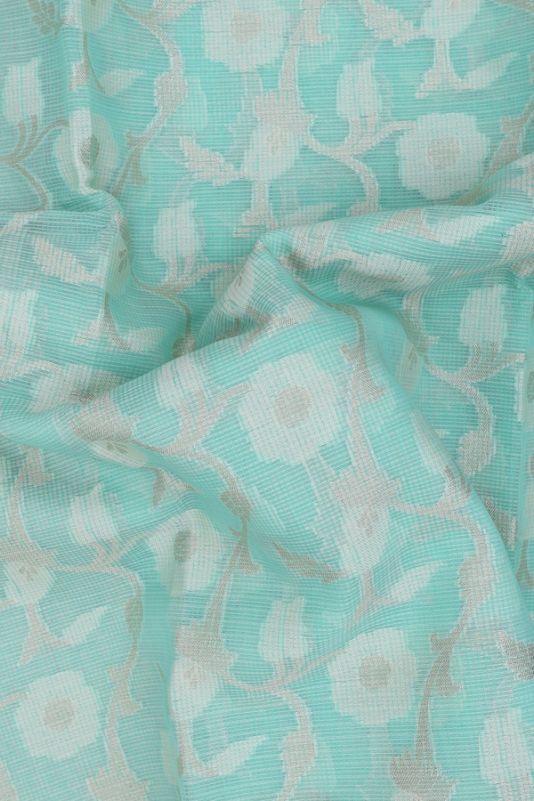 Kota Cotton Saree In Mint Green With Floral Design