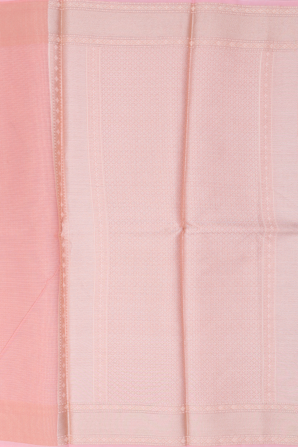 Kota Cotton Saree In Peach Pink With Floral Design