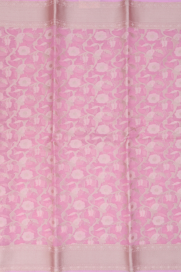 Kota Cotton Saree In Pink With Floral Design