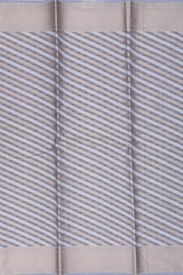 Kota Cotton Saree In Grey And Cream With Diagonal Design