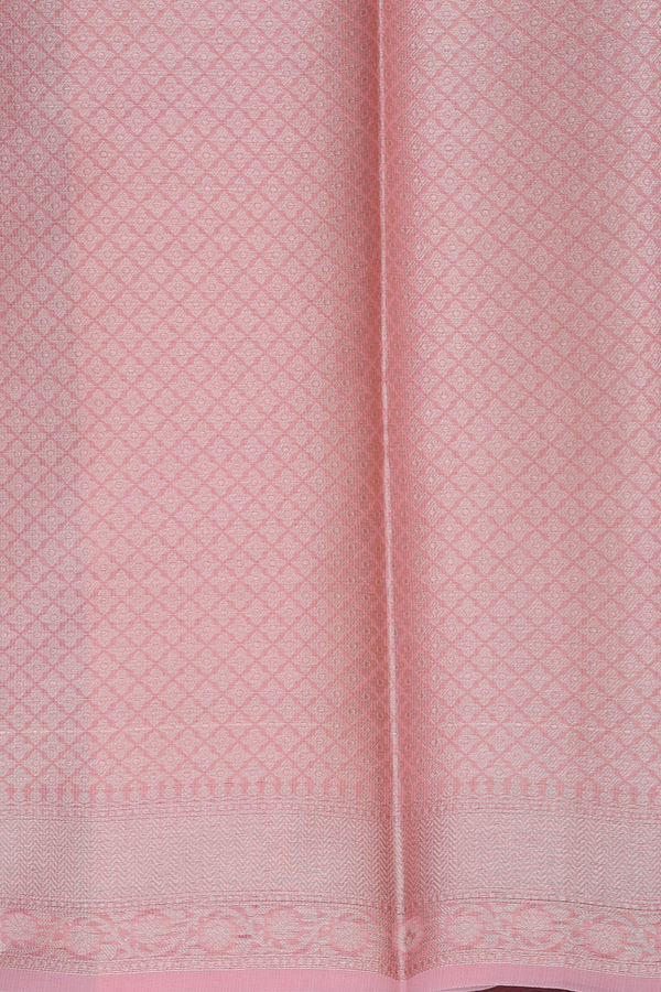 Kota Cotton Saree In Peach Pink With Diagonal Design