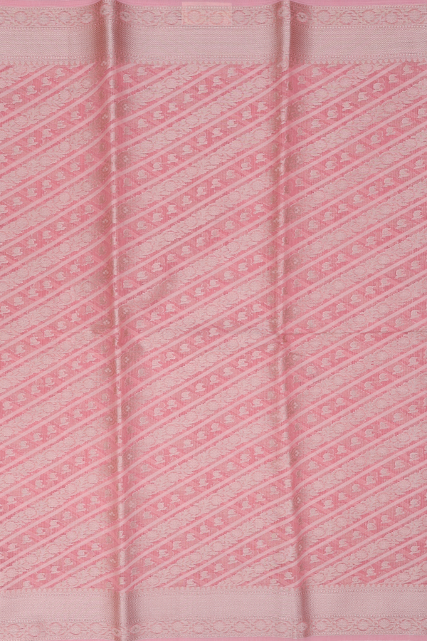 Kota Cotton Saree In Peach Pink With Diagonal Design