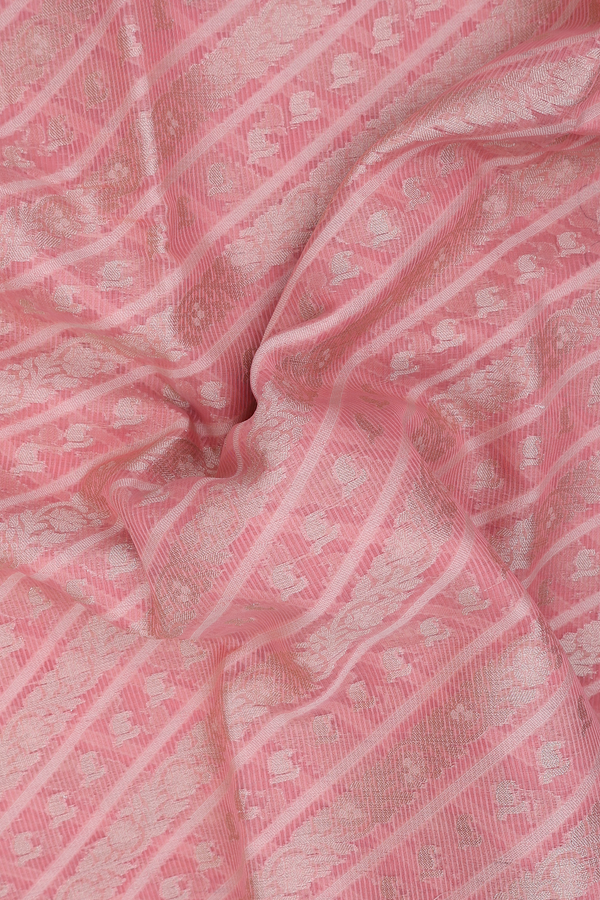 Kota Cotton Saree In Peach Pink With Diagonal Design