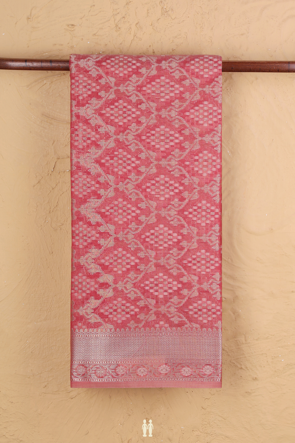 Kota Cotton Saree In Dark Peach With Allover Design