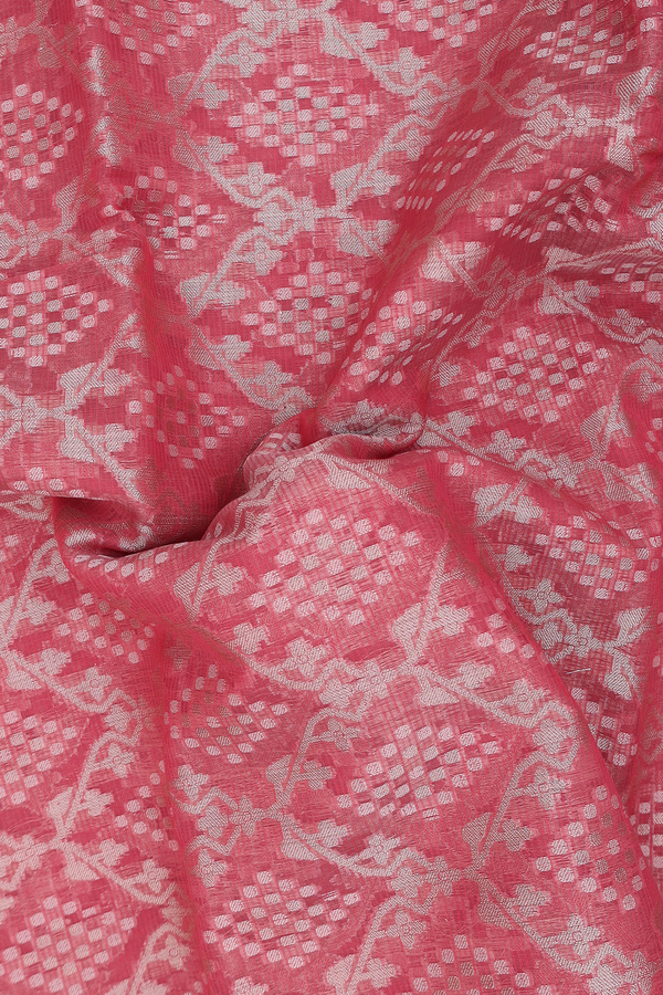 Kota Cotton Saree In Dark Peach With Allover Design