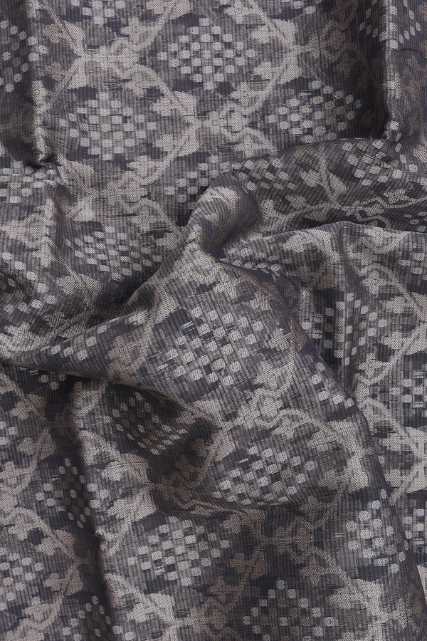 Kota Cotton Saree In Grey With Allover Design
