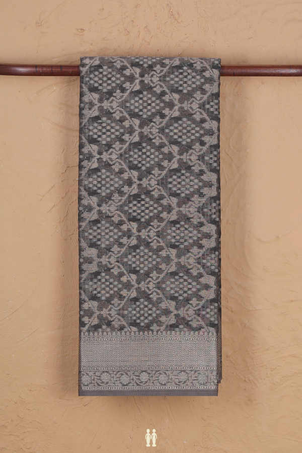 Kota Cotton Saree In Grey With Allover Design