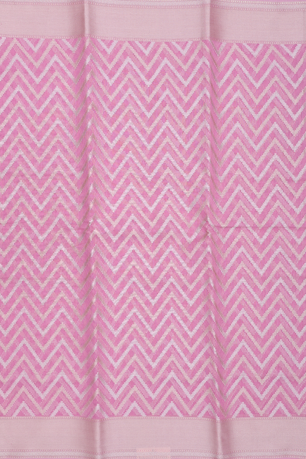 Kota Cotton Saree In Pink With Chevron Design
