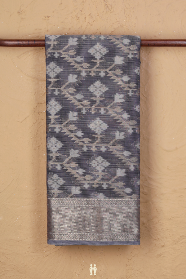 Kota Cotton Saree In Grey With Allover Design