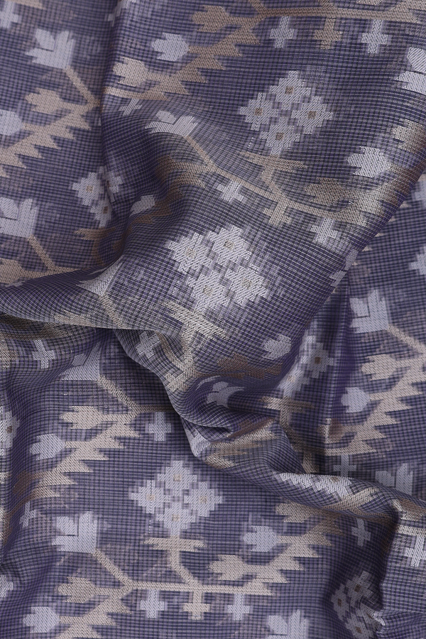 Kota Cotton Saree In Grey With Allover Design
