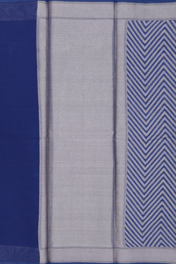 Kota Cotton Saree In Oxford Blue With Chevron Design