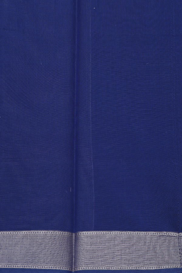 Kota Cotton Saree In Oxford Blue With Chevron Design