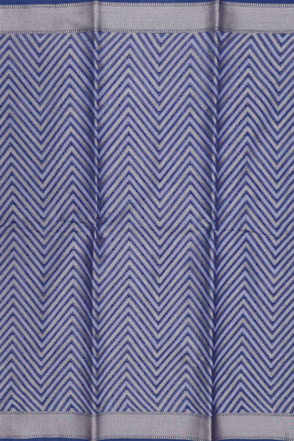 Kota Cotton Saree In Oxford Blue With Chevron Design